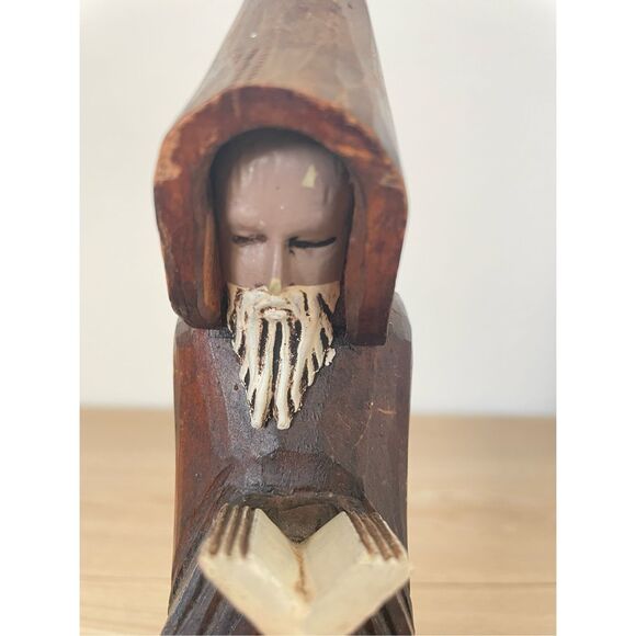 Artisan Wood Carved Hooded Monk Statue 10 in Rustic Faith‎ Decor Religious - Picture 5 of 9